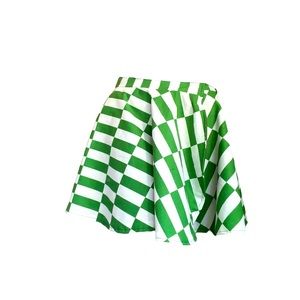 Hand made Green & White Checker Print Wrap Circle Skirt